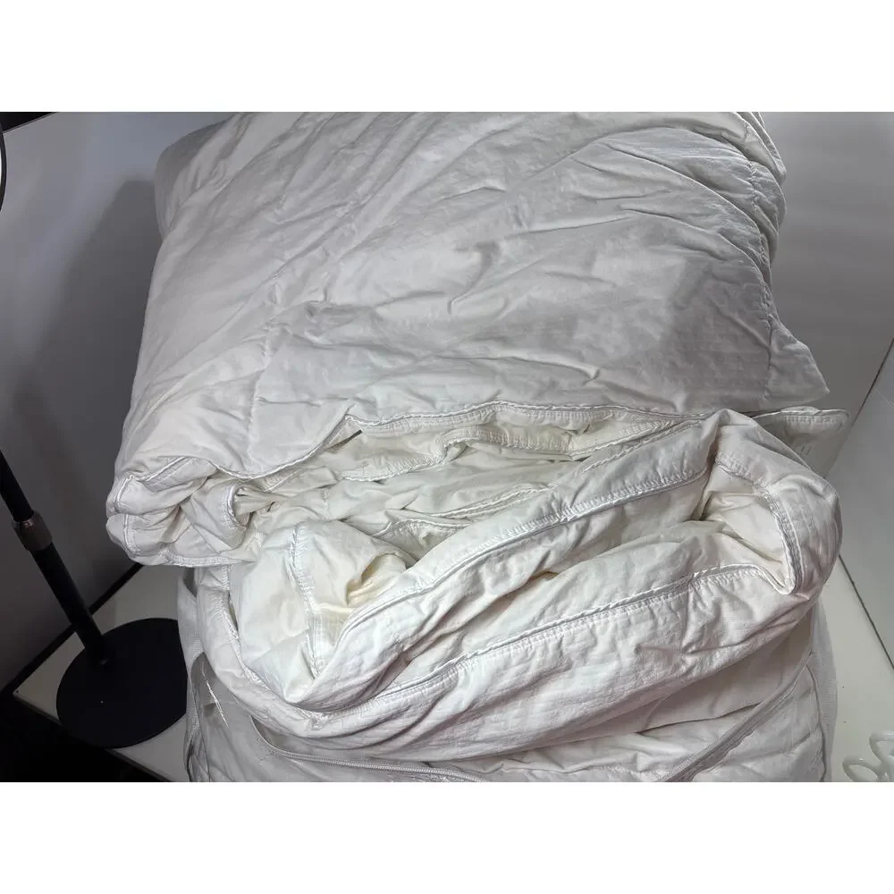 Charter Club Vail Goose Down Comforter White Stripe Baffle Box USA FULL QUEEN